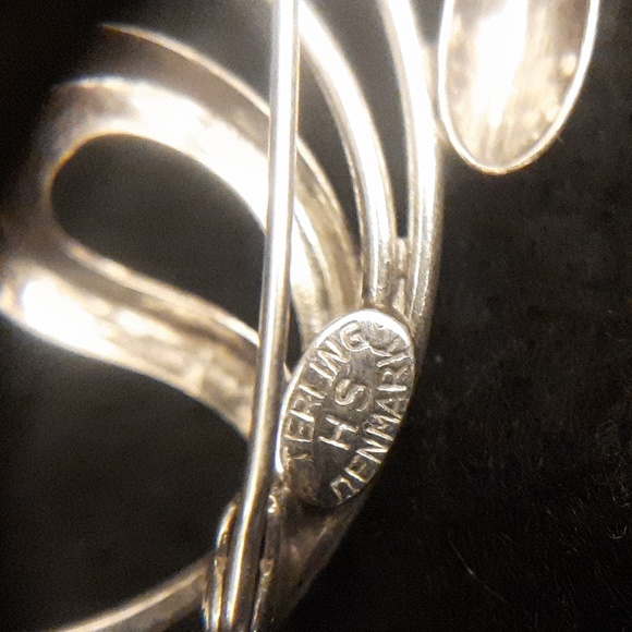 Vintage Denmark Sterling brooch with rhinestones by Hermann Siersbol - Picture 3 of 3